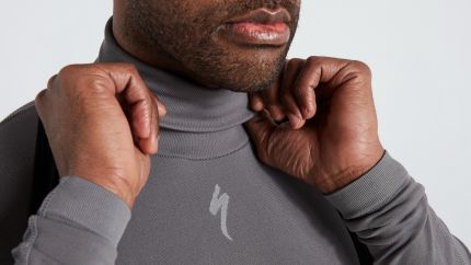 'Specialized Men's Seamless Roll Neck Long Sleeve Base Layer Grey