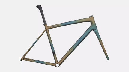 Specialized S-Works Aethos Frameset 2025 y: Satin Deep Lake Metallic / Green Pearl + Burnt Gold Metallic Fades / Dark Navy